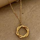 Hoop Pendant Stainless Steel Necklace E687 - Gold - One Size