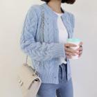 Pastel Round-neck Cable-knit Cardigan