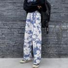High-waist Tie-dye Print Straight Leg Pants