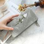 Embroidered Flower Canvas Long Wallet