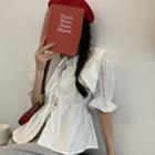 Short-sleeve Collar Plain Top