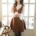 Inset Blouse Flared Pinafore Dress