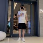 Lettering Tank Top / Plain Shorts / Sneakers / Set