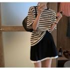 Short-sleeve Striped T-shirt / Mini A-line Skirt / Set
