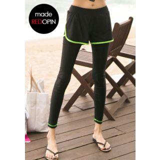 Inset Contrast-trim Shorts Leggings