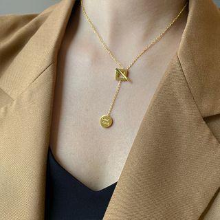Geometric Pendant Alloy Necklace E370 - Gold - One Size