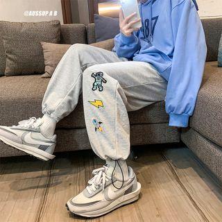 High-waist Cartoon Applique Sweatpants