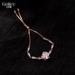 Rhinestone Flower Bracelet 1 Piece - As Shown In Figure - One Size