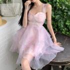 Sleeveless Tie Dye Ruffle A-line Dress