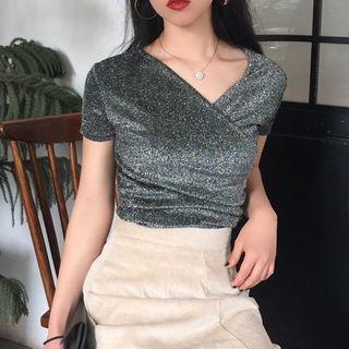 V-neck Glitter Top