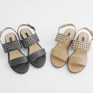 Studded Double-strap Flat Sandals