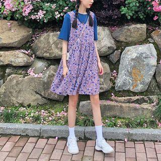 Sakura Crewneck Tank Dress / Loose-fit Plain T-shirt