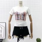 Lace-up Mock Two-piece T-shirt