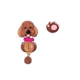 Fashion Cute Plated Gold Enamel Puppy Paw Asymmetric Stud Earrings Golden - One Size