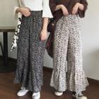 Floral Chiffon Elastic-waist Wide-leg Pants