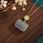 Rectangle Faux Gemstone Pendant Alloy Necklace Cp567 - Gold & Dark Gray - One Size