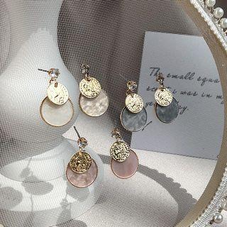 Shell Disc Alloy Coin Dangle Earring