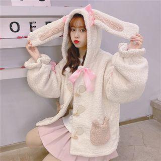 Rabbit Ear Hooded Toggle Jacket As Shown In Figure - One Size