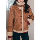 Convertible-neck Faux-shearling Jacket