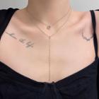 Set Of 2: Rhinestone Necklace Set Of 2 - Silver - One Size
