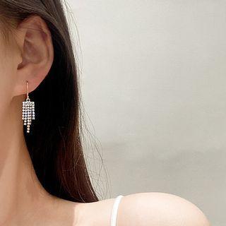 Rhinestone Fringed Earring E4251 - 1 Pair - Gold - One Size