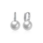 Elegant And Elegant Pearl Earrings With Cubic Zircon Silver - One Size