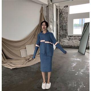 Hooded Asymmetrical Sweater / Knit Skirt