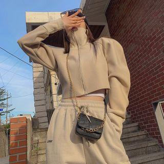 Puff-sleeve Cropped Zip-up Jacket