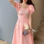 Puff-sleeve Lace-up Top / Puff-sleeve Lace-up Dress