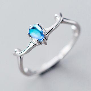 Antler Ring Ring - S925 Silver - Blue & Silver - One Size