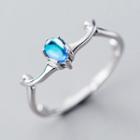 Antler Ring Ring - S925 Silver - Blue & Silver - One Size