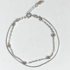 925 Sterling Silver Layered Bracelet 925 Sterling Silver - White Gold - One Size