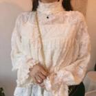 Stand Collar Lace Blouse Off-white - One Size
