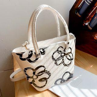 Floral Print Croc Grain Crossbody Bag