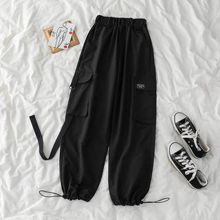 Drawstring-cuff Cropped Harem Cargo Pants