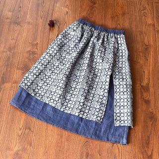 Floral Print A-line Layered Skirt