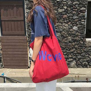 Lettering Canvas Shopper Bag Red - One Size