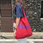 Lettering Canvas Shopper Bag Red - One Size