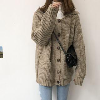 Collared Long Chunky Knit Cardigan