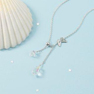 Alloy Faux Crystal Butterfly Pendant Necklace