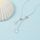 Alloy Faux Crystal Butterfly Pendant Necklace