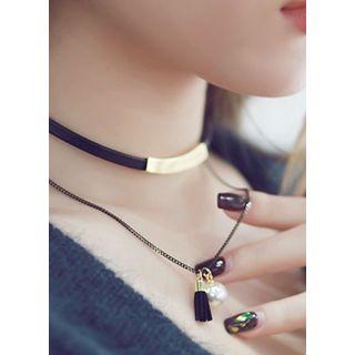 Mini Tassel And Pearl Layered Choker