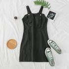 V-neck Sheath Jumper Dress Dark Green - One Size