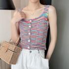 Camisole Button-up Colored Knit Top