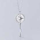925 Sterling Silver Shell Key Pendant Necklace Silver - One Size