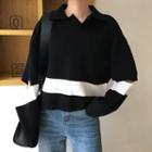 Two-tone Asymmetrical Sweater As Shown In Figure - One Size