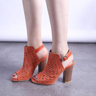 Chunky-heel Perforated Sandals