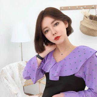 Frilled-detail Dotted Top
