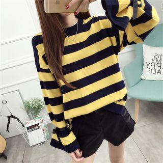Tie-cuff Striped Sweater
