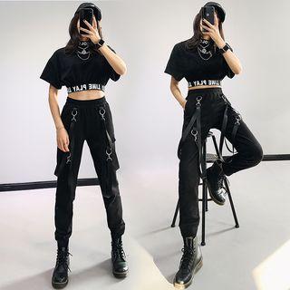 High-waist Tie-accent Cargo Jogger Pants